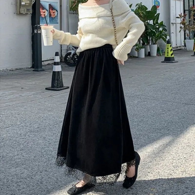 Elegant Velvet Midi Skirt