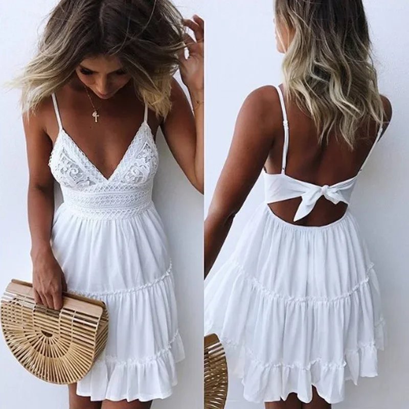 Chic Lace Spaghetti Strap Dress