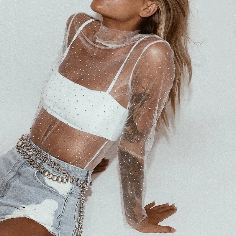 Summer Sheer Sequin Tee for Women