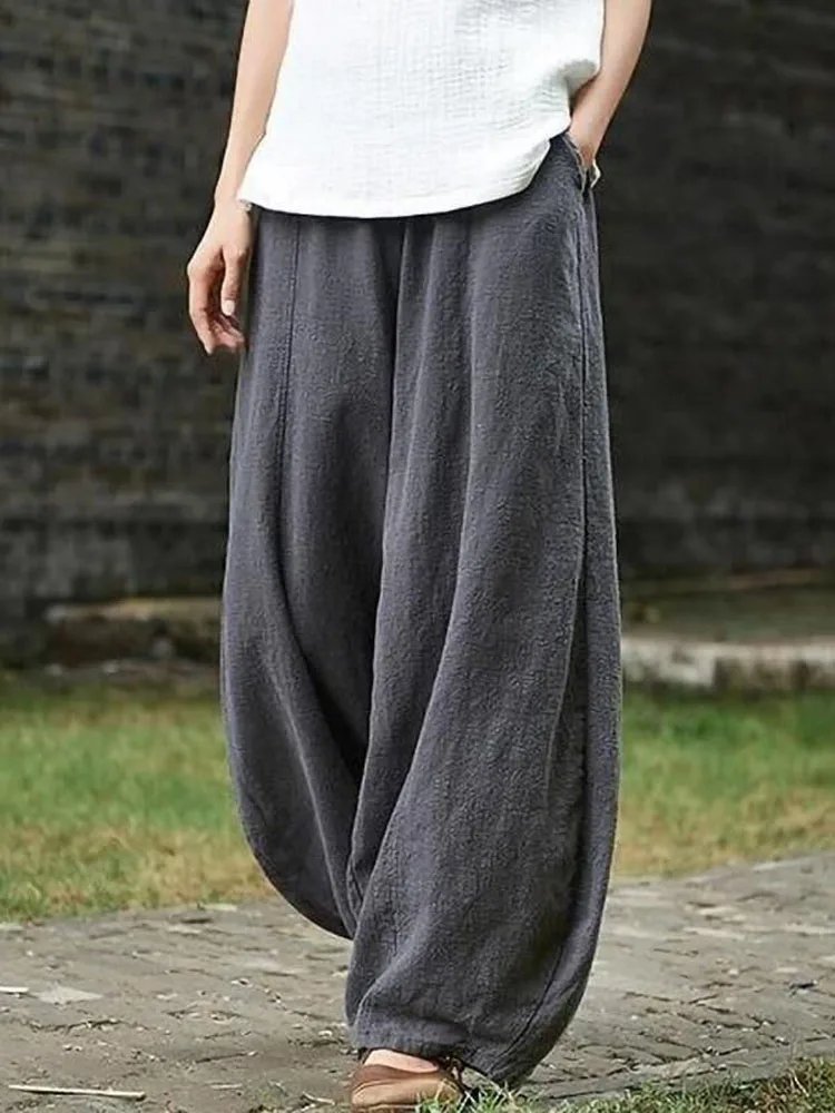 Vintage Wide Leg Cotton Linen Pants