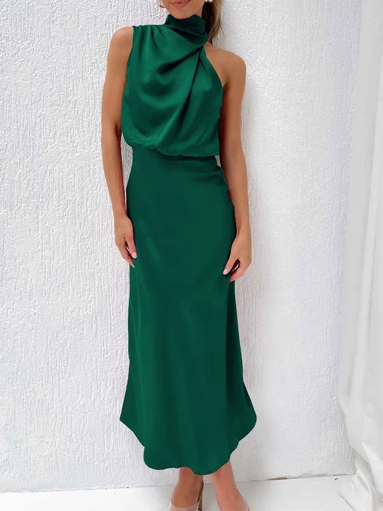 Elegant One-Shoulder Satin Dress
