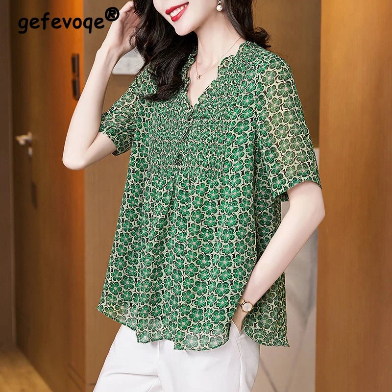 Chic Floral Ruffle Blouse