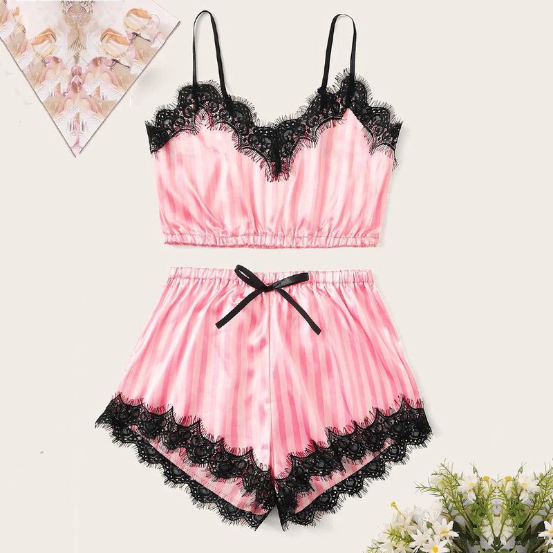 Luxe Satin Lace Pajama Set