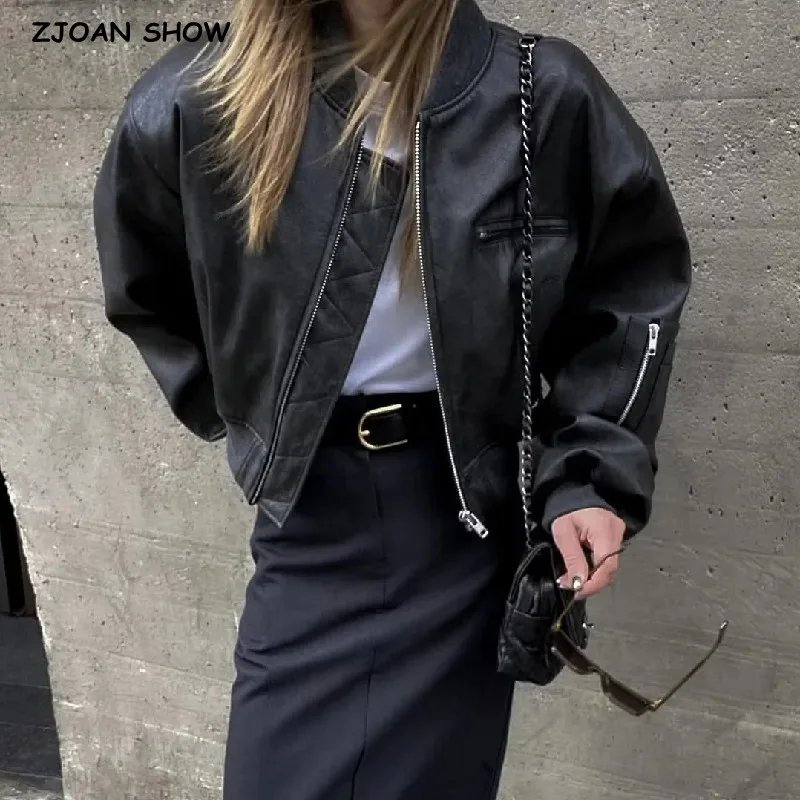 Trendy Women’s Ribbed Leather Jacket
