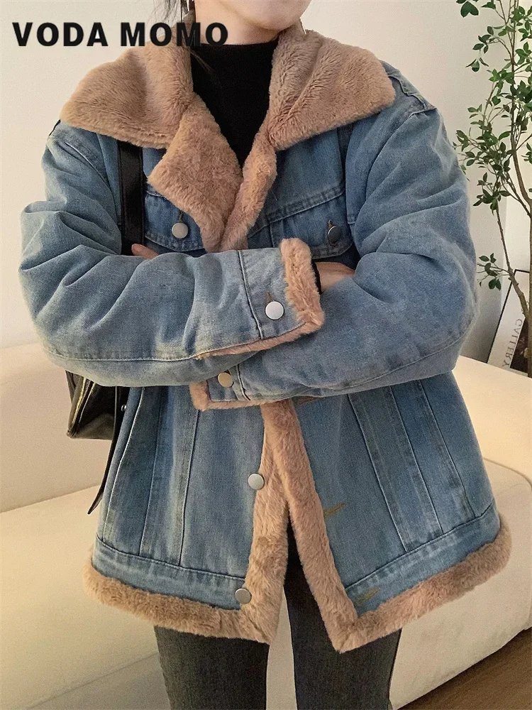 Cozy Fur-Collared Denim Jacket