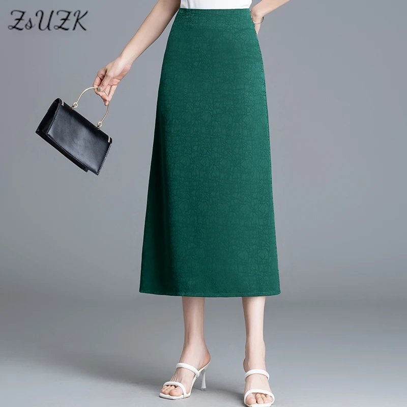 Elegant High Waist Satin Skirt
