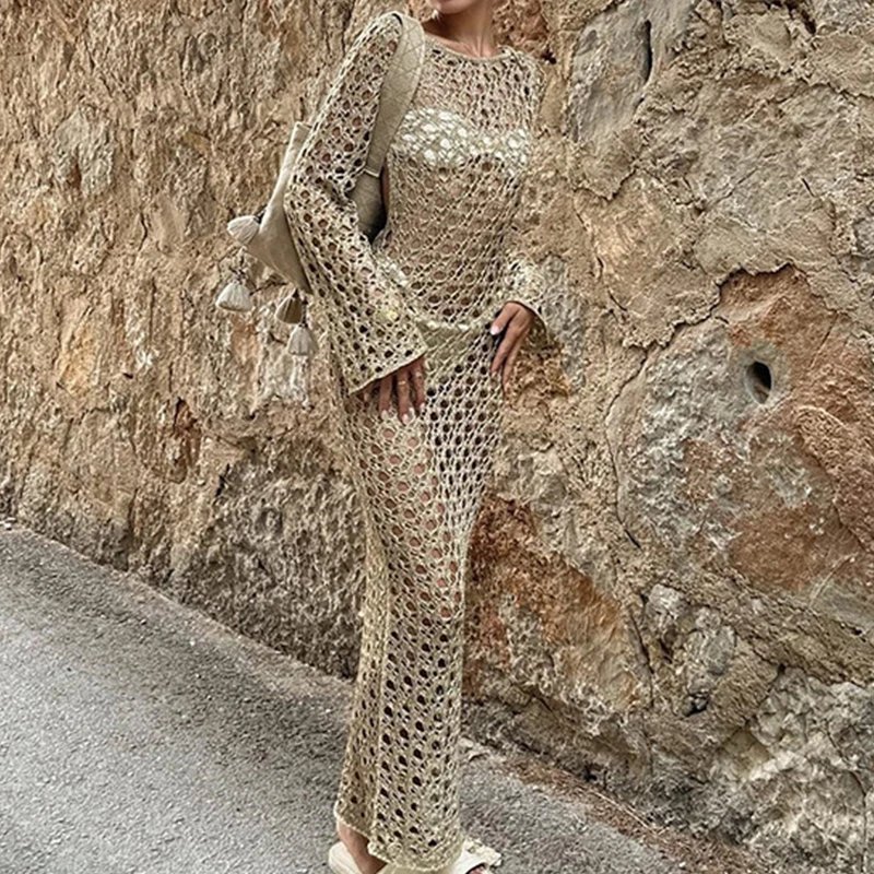 Elegant Hollow Out Beach Wrap Dress