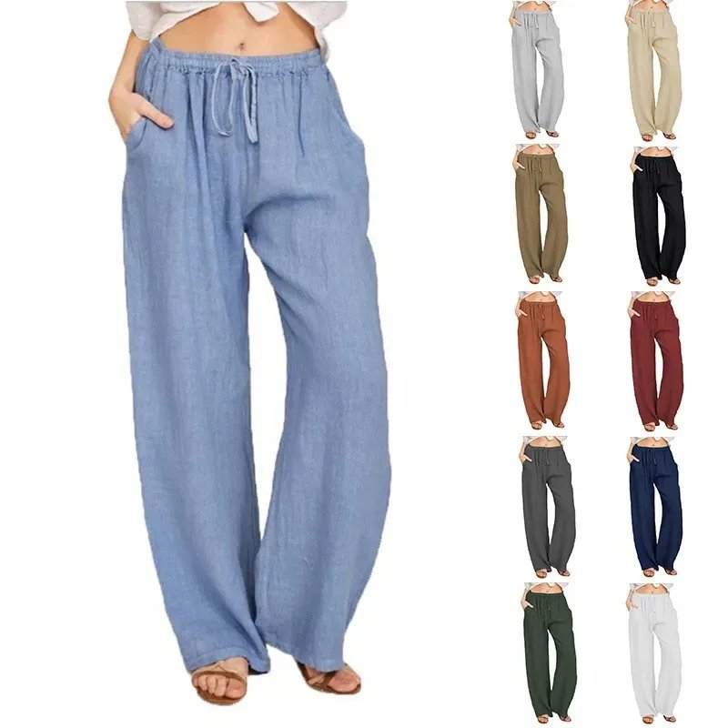 Casual Cotton Linen Wide Leg Pants