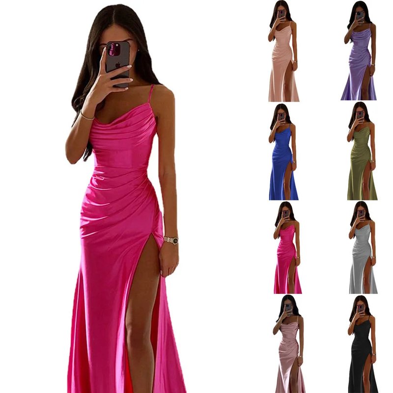 Elegant Satin Wrap Dress