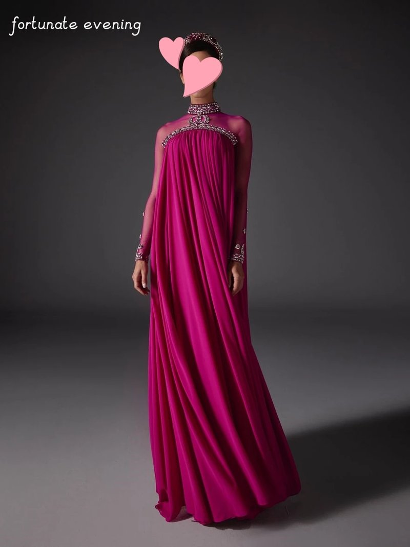 Elegant Rose Red Chiffon Prom Dress