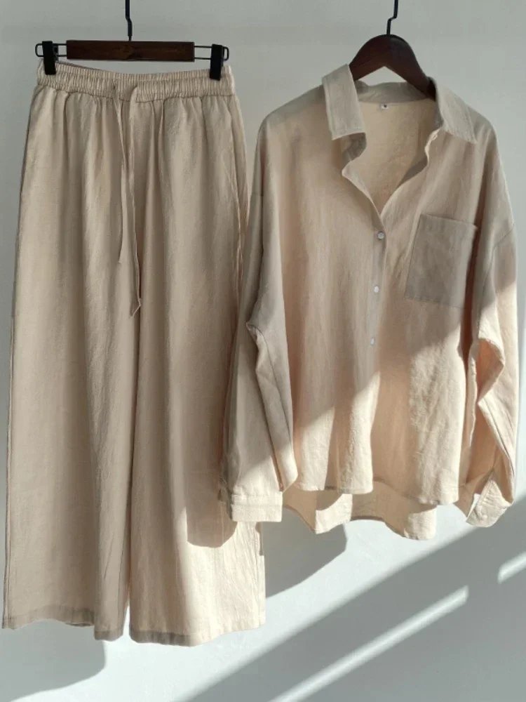 Elegant Cotton-Linen Two-Piece Set