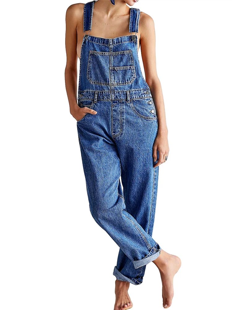 Casual Wide Leg Denim Jumpsuit