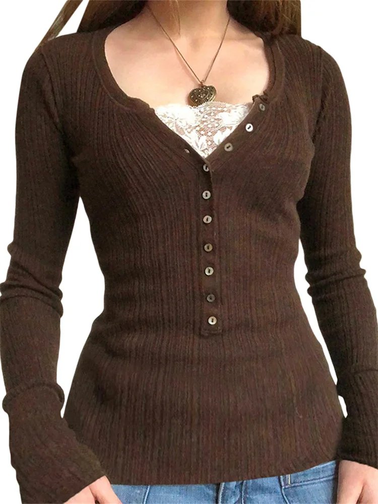 Chic Lace Patchwork Knit Sweater