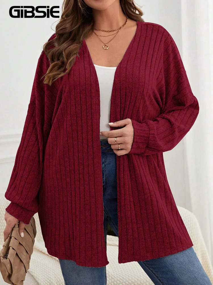 Plus Size Cozy Open Front Cardigan