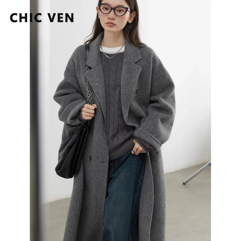 Chic Women's Double-Breasted Wool Coat