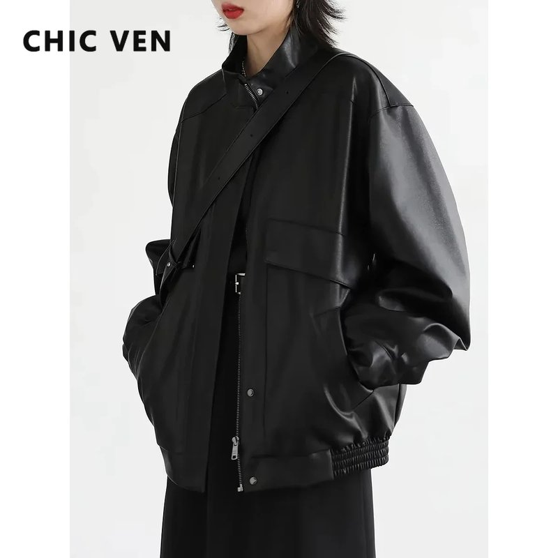 Chic Women's Faux Leather Jacket