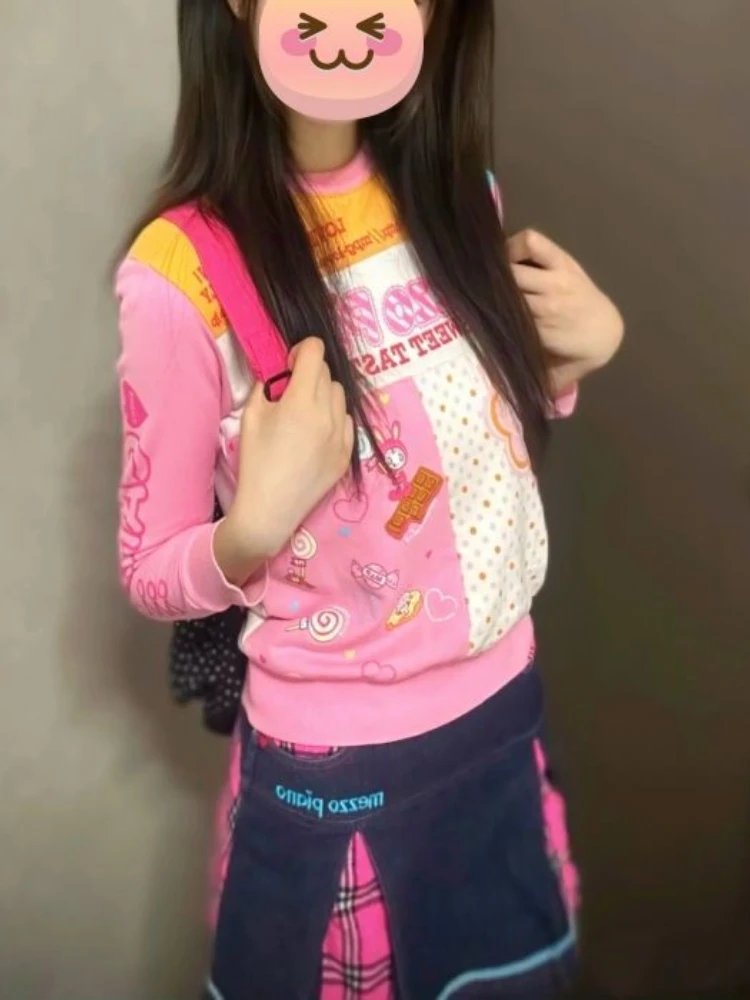 Kawaii Contrast Color Sweatshirt