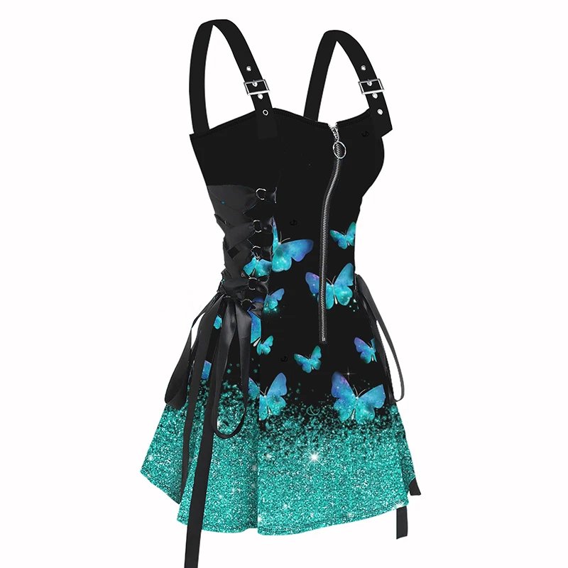 Chic Butterfly Print Mini Dress