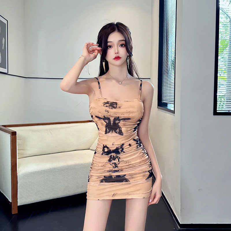 Elegant Grey Butterfly Tank Dress