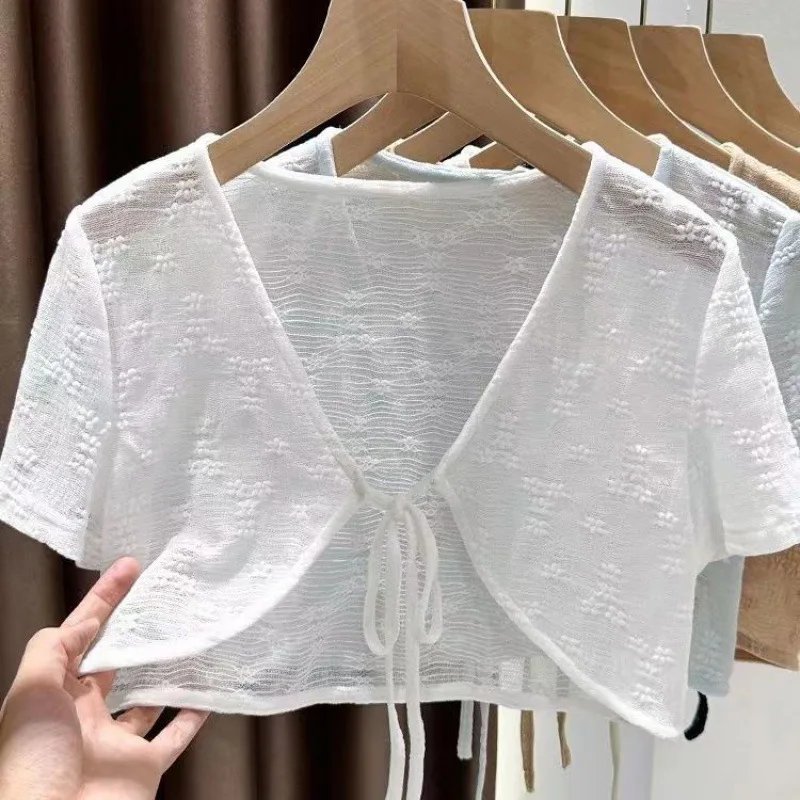Summer Lace Tie-Up Cardigan