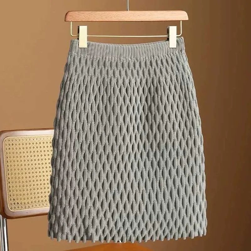 Elegant A-Line Knitted Skirt for Women