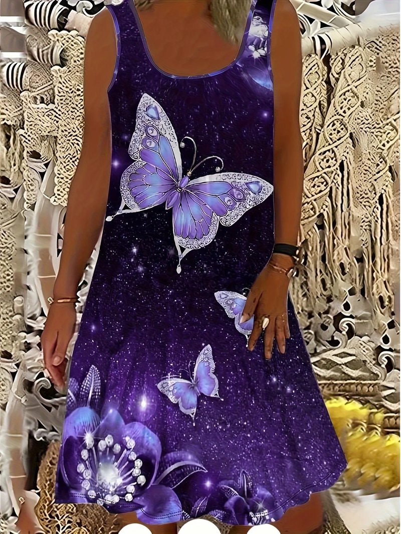 Butterfly Print Summer Tank Dress