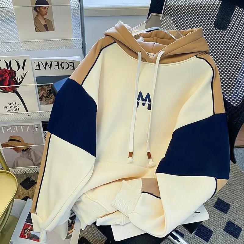 Trendy Velvet Hooded Sweatshirt for Women