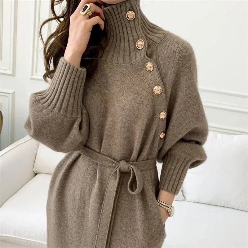 Chic Turtleneck Knitted Dress