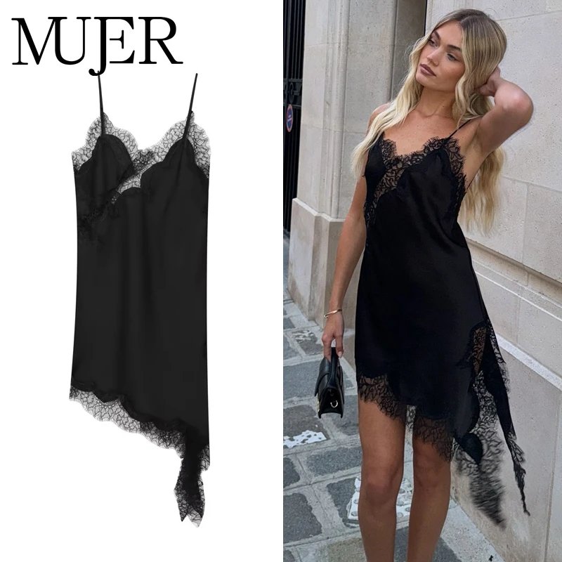 Elegant Black Lace Slip Dress