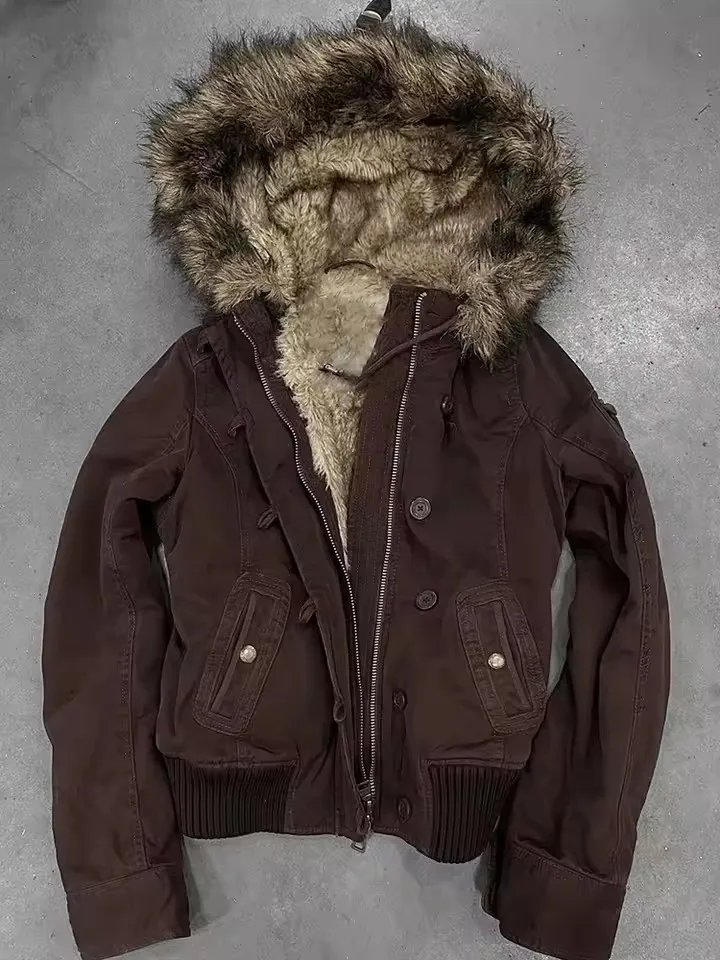 Vintage Y2K Fur Lined Bomber Jacket
