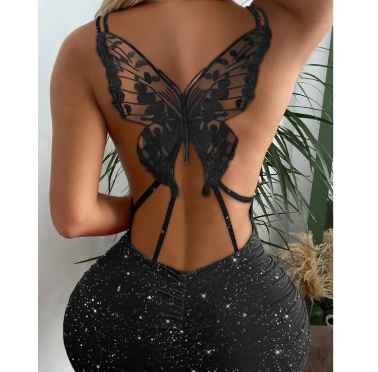 Glitter Butterfly Bodycon Dress