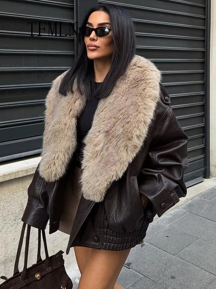 Chic Faux Leather Winter Jacket