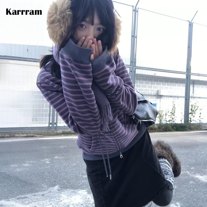 Vintage Y2K Purple Striped Cardigan
