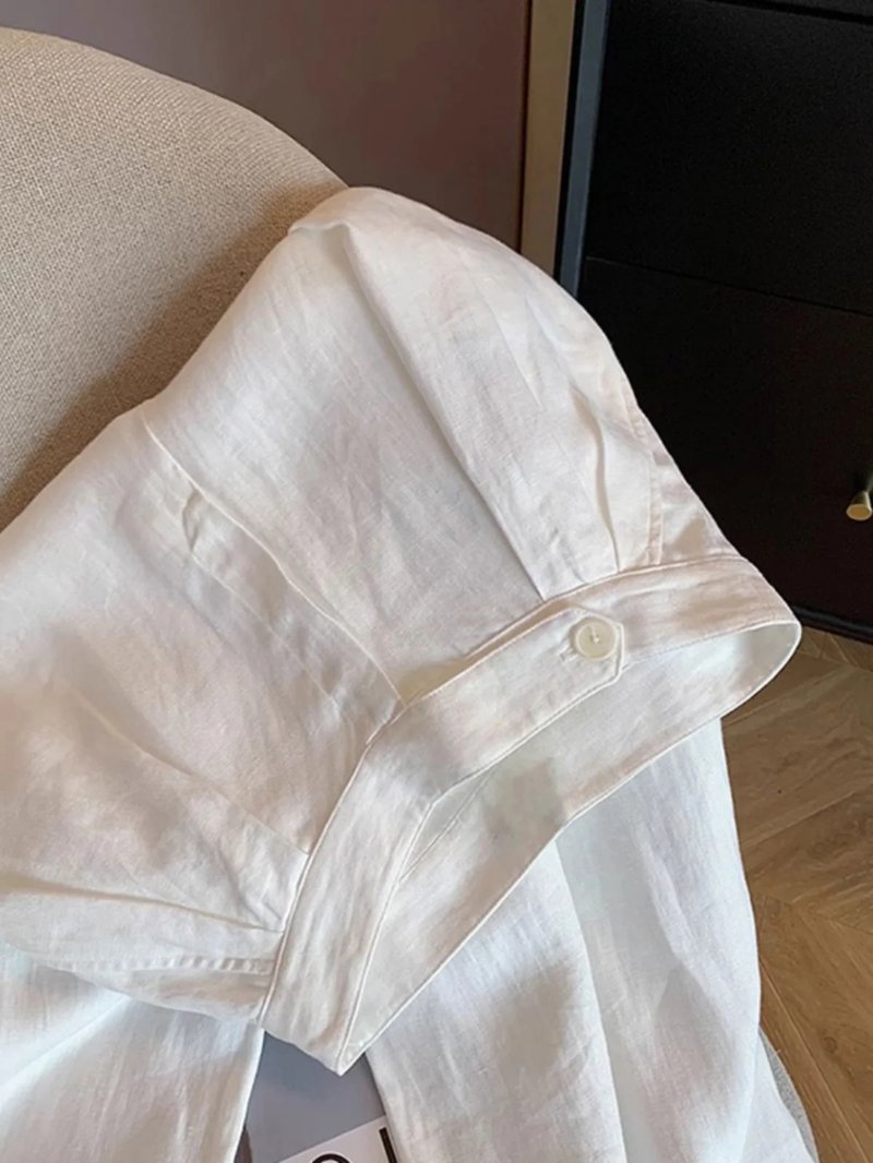 Chic White Linen Wide Leg Pants