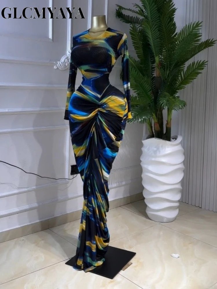 Chic Tie-Dye Bodycon Maxi Dress