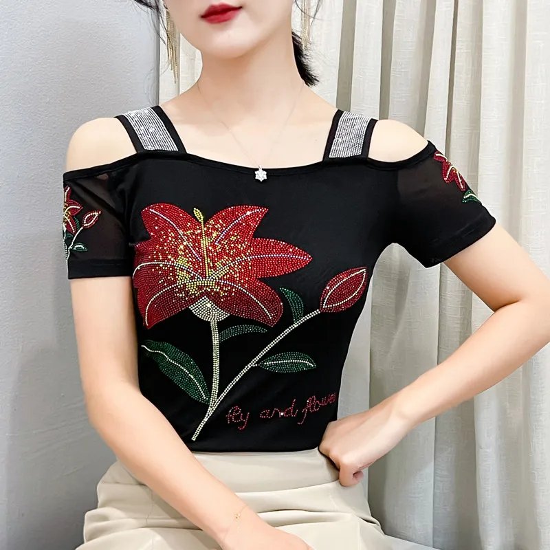 Stylish Off-Shoulder Floral Tee