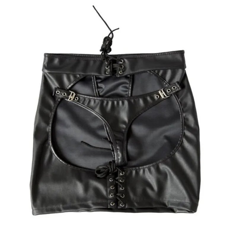 Faux Leather Mini Skirt & Thong Set