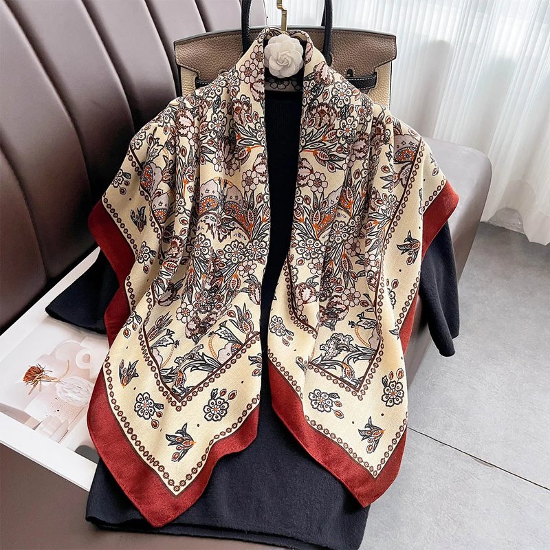 Elegant Retro Silk Feel Scarf