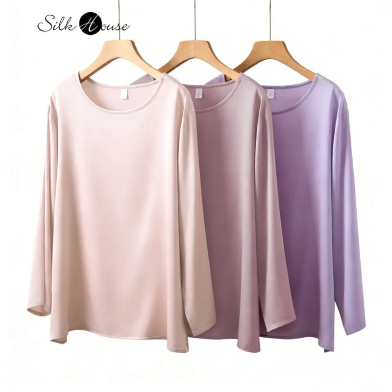 Plus Size Silk Long Sleeve T-Shirt