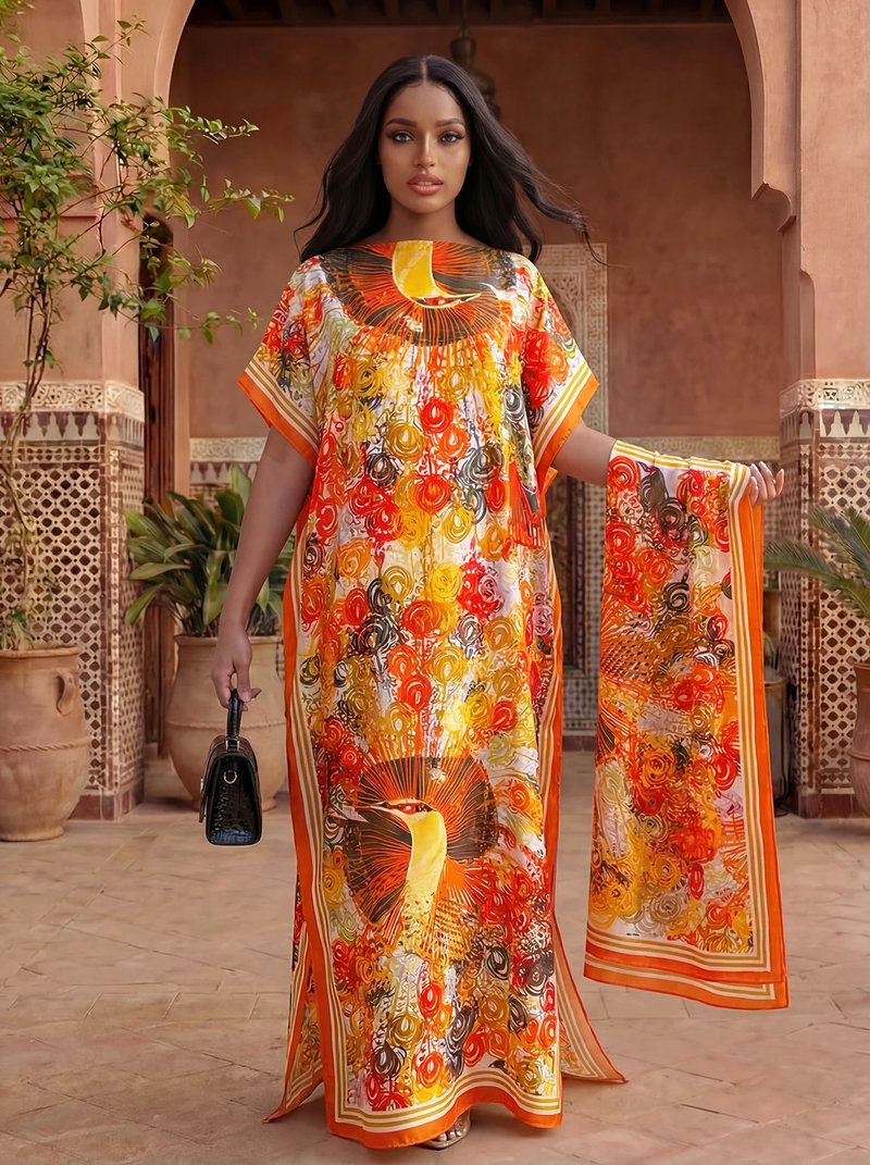 Summer Cotton Dress with Scarf
