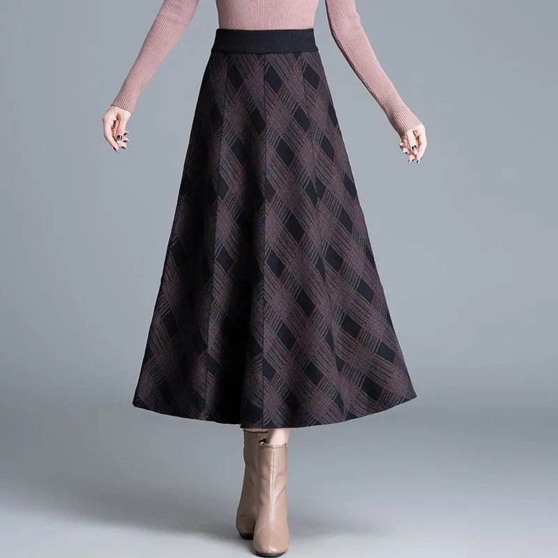 Chic High Waist A-line Midi Skirt
