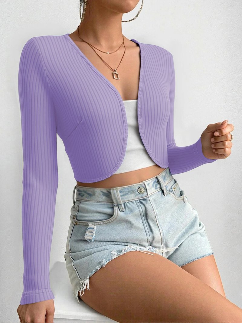 Chic Ribbed Cropped Cardigan