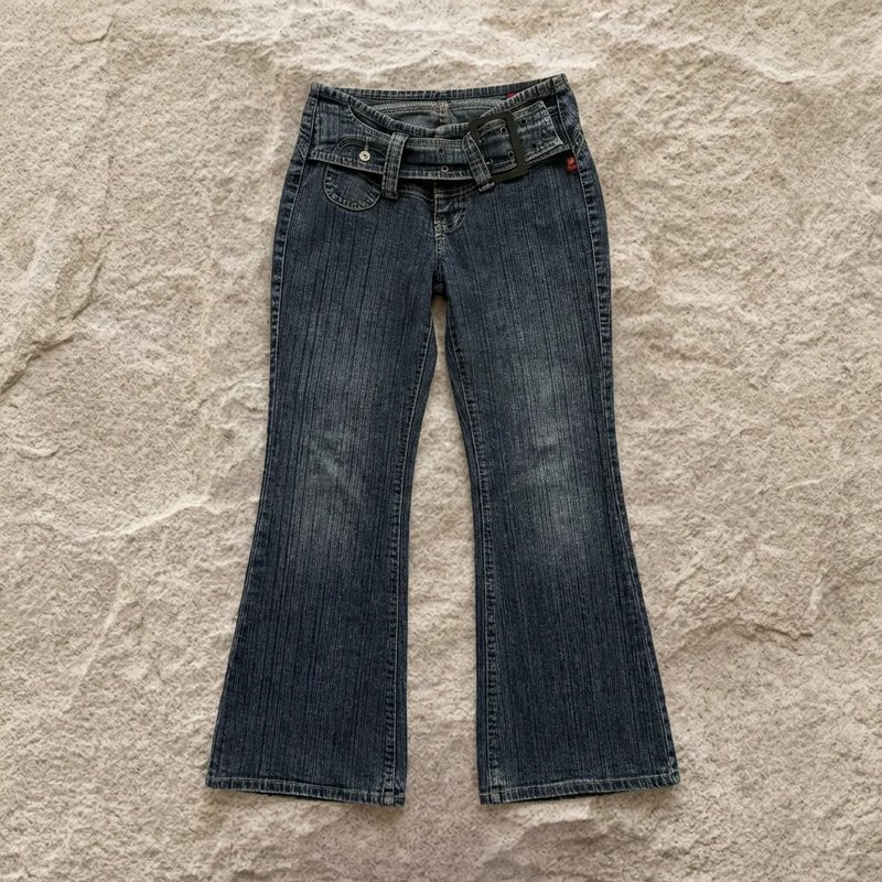 Retro Blue Y2K Flared Jeans