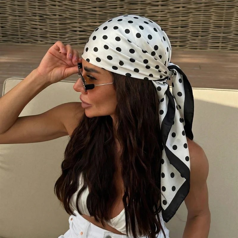 Elegant Dot Print Silk Scarf