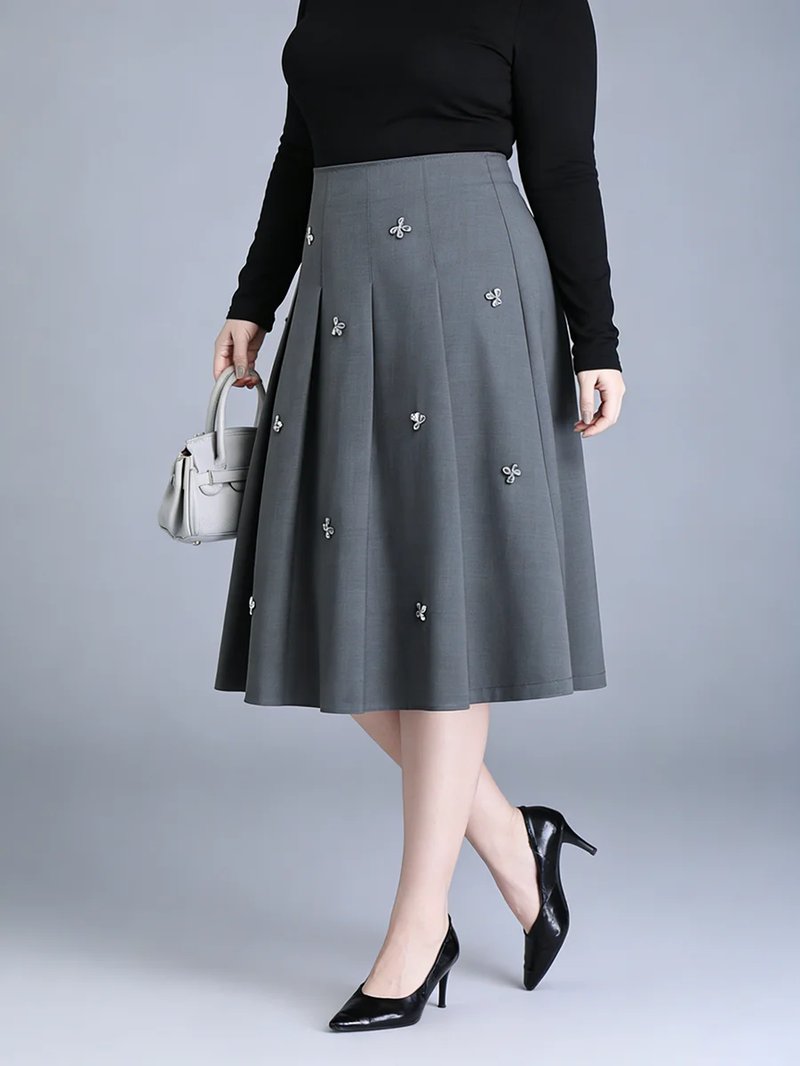 Elegant Plus Size A-Line Midi Skirt
