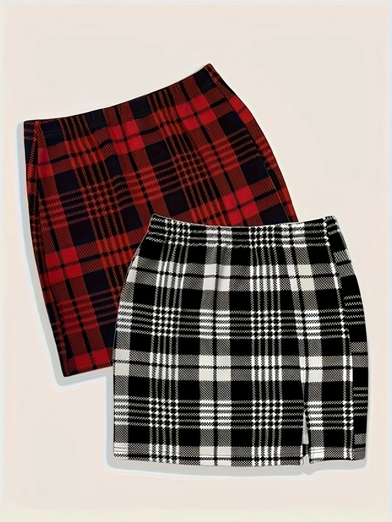 Plus Size Plaid Skirt Set