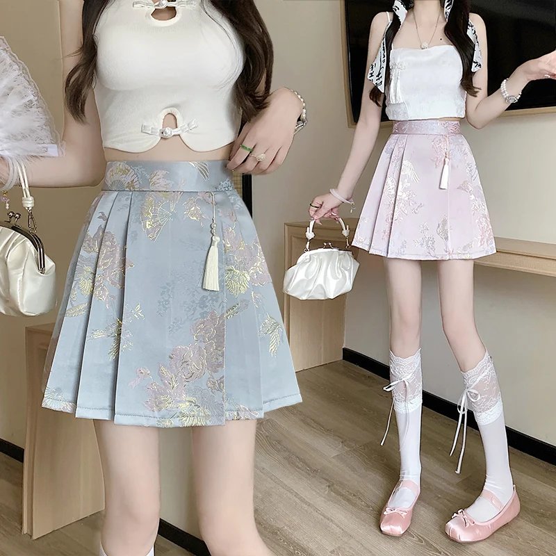 Vintage Satin Jacquard Mini Skirt