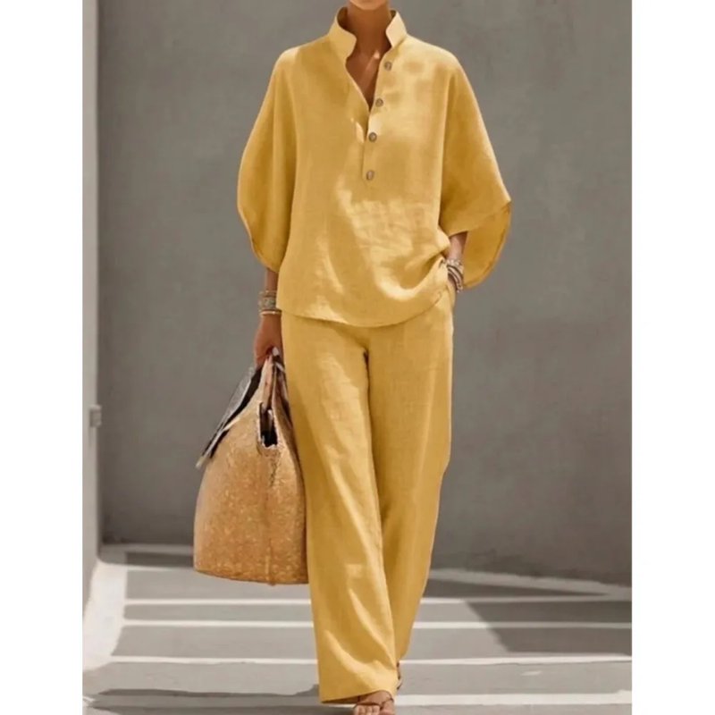 Chic Cotton Linen 2-Piece Suit