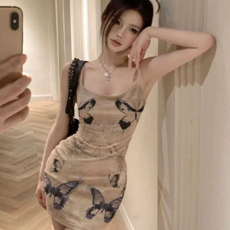 Chic Butterfly Print Mini Dress