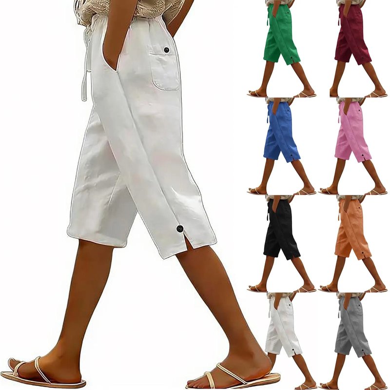 Women's Casual Belted Capri Pants